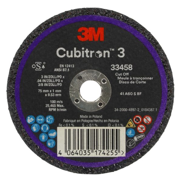 3M 01989 (NEW#33458) - Green Corps Cut-Off Wheel, 3 inch x 1/32 inch x 3/8 inch (5 pack) - FREE SHIPPING!