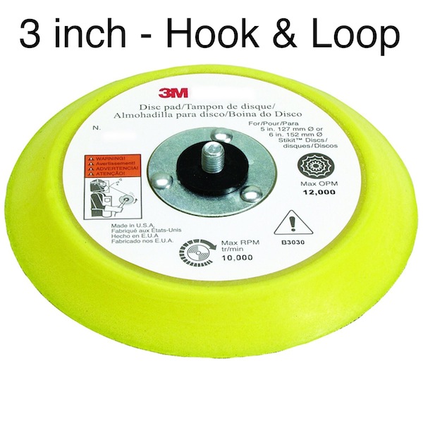 3 Inch Disc Backing Pads - Hook & Loop Attachment