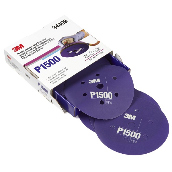 3M Trizact 02088 P1500 Grit Sanding Discs - Hookit Compatible, 10-Pack For Clear Coat Finishing
