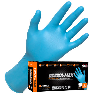 SAS Safety Derma-Max Nitrile Disposable Gloves (Powder-Free)