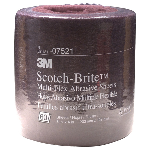 1 Roll=60sheets 3M 07521 Scotch-Brite Multi-Flex Abrasive Sheet 4" x 8"
