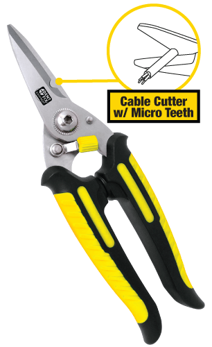 Heavy Duty Scissors with Cable Cutter and Micro Teeth