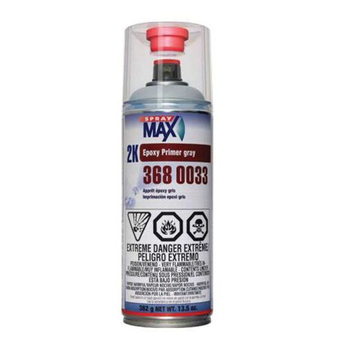 SprayMax 3680033 2K Epoxy Primer 13.3 oz Aerosol Can Matte Gray 1.2 to 2.4 sq-ft/gal Coverage